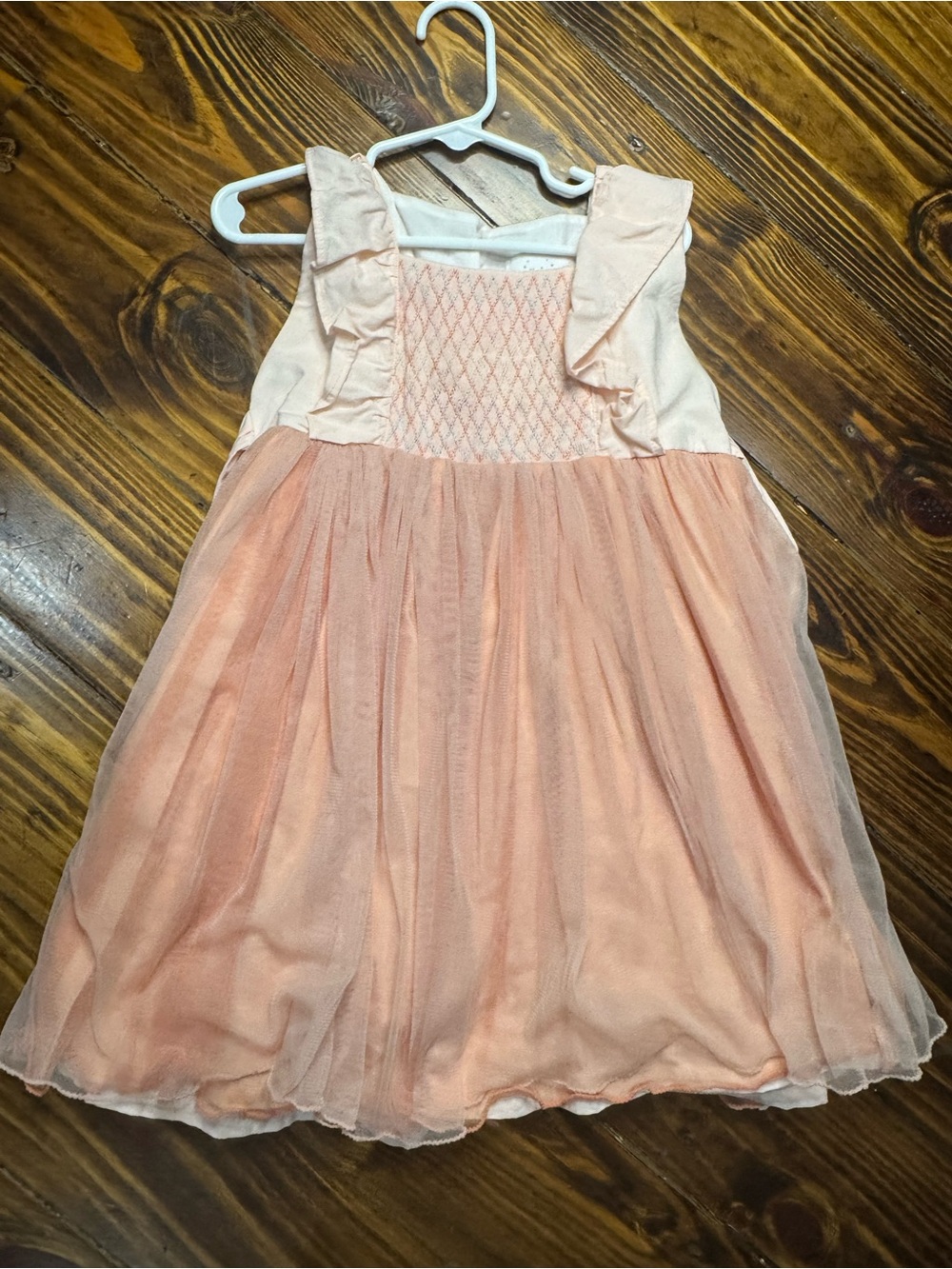 NWOT Girls Well Dressed Wolf peached smocked flutter dress Size 5 - Picture 3 of 8